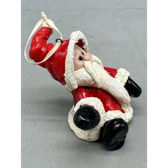 Christmas tree ornament Santa sitting waving red white 2.5" READ - Picture 2 of 6